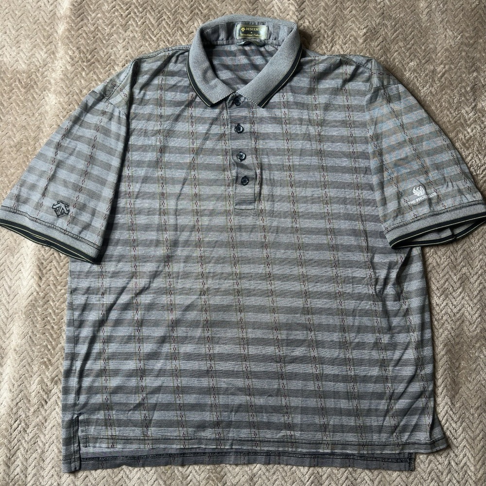 Descente International Collection Size L Polo Shirt Logo Egyptian Cotton 65/2